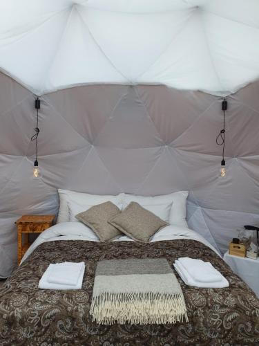 贝特斯托尔Jotunheimen Arctic Domes的帐篷内一间卧室,配有一张床