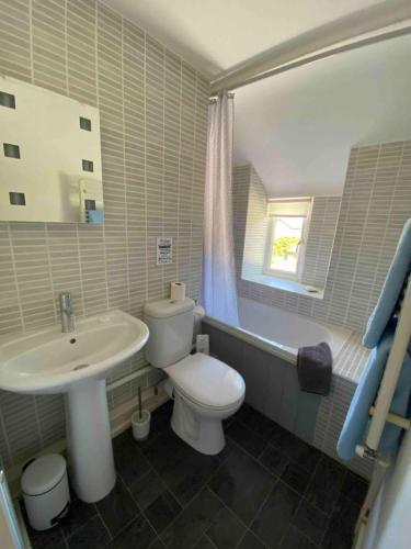 科尔福德Silhouette Cottage的浴室配有白色卫生间和盥洗盆。