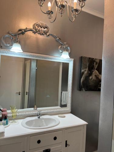 西萨默塞特Somerset West Garden Apartments 1的一间带水槽和镜子的浴室