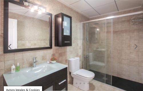 阿尔阿马德穆尔西亚Apartamento Sierra Espuña的浴室配有卫生间、盥洗盆和淋浴。