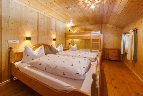 鲁波尔丁Steinbergalm的小木屋内一间卧室(带双层床)