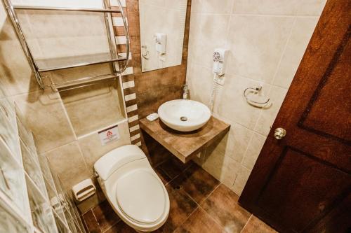 奇瓦伊Vita Hoteles Colca的一间带卫生间和水槽的小浴室
