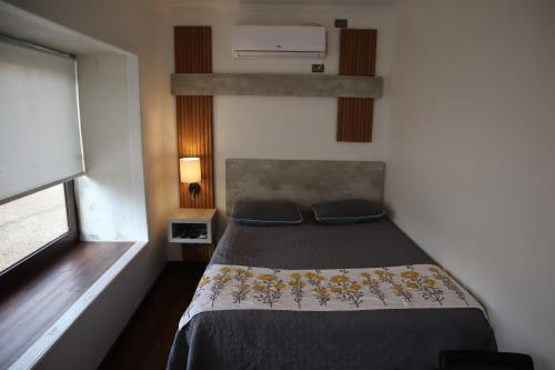 康塞普西翁Cabañas Habitainer BordeRio 2的一间卧室设有一张床和一个窗口