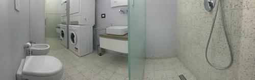 加拉蒂纳Appartamento Primitivo的带淋浴、卫生间和盥洗盆的浴室
