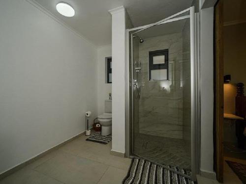 伊泽芳登Orca House的一间带步入式淋浴间和卫生间的浴室