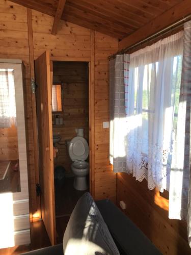 SianówSianowskie Ranczo的小木屋内带卫生间的浴室