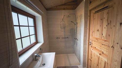 Aspen Lodge, Amazing New Log Cabin with Hot Tub - Sleeps 6 - Felmoor Park的一间浴室