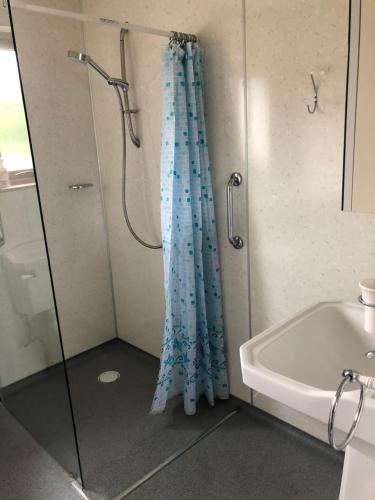 因弗内斯River Ness View的浴室配有淋浴帘和浴缸。