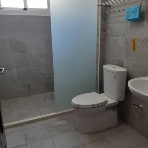 池上子仙小築 Traveler's Love的浴室配有卫生间、淋浴和盥洗盆。