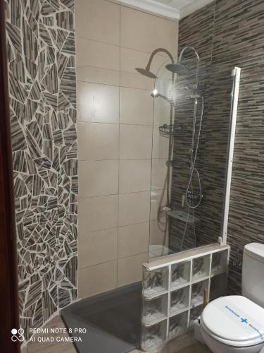 阿尔考斯布里Hotel Serra D'írta的浴室配有淋浴和卫生间。