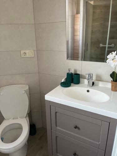 贝尼多姆Anna’s apartment的浴室配有白色水槽和卫生间。