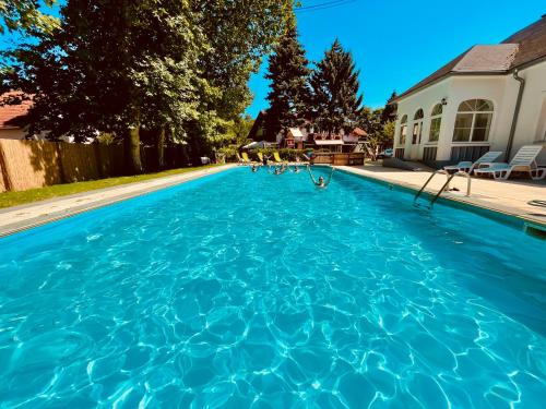 巴拉顿城堡Sommer Panzió的一座大蓝色游泳池