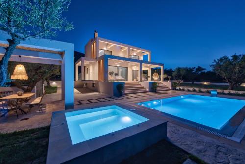 扎金索斯镇Delight Luxury Villa的别墅前设有游泳池
