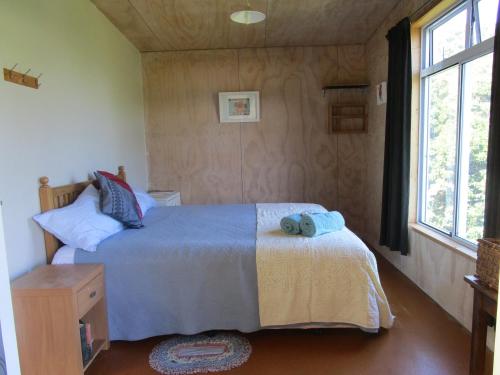 Tryphena桑树林休闲住宿加早餐旅馆的一间卧室设有一张床和一个窗口