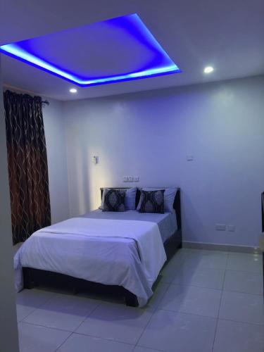 Entire Serviced Two bedroom duplex Abuja - 24hr WIFI, POWER, OFFICE, FULL KITCHEN客房内的一张或多张床位