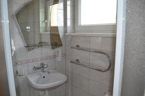 奈达马里乌克兰塔斯旅馆的一间带水槽和镜子的浴室