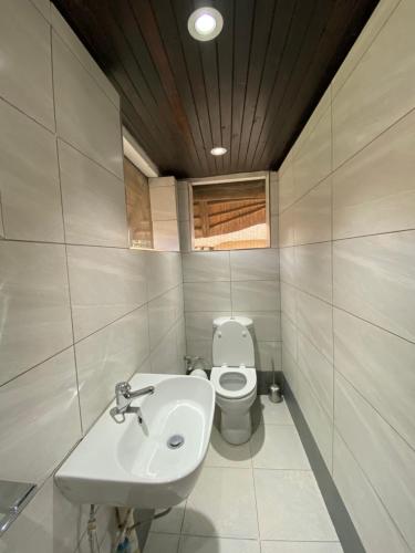卡萨内Big 5 Toro Lodge的一间带水槽和卫生间的浴室