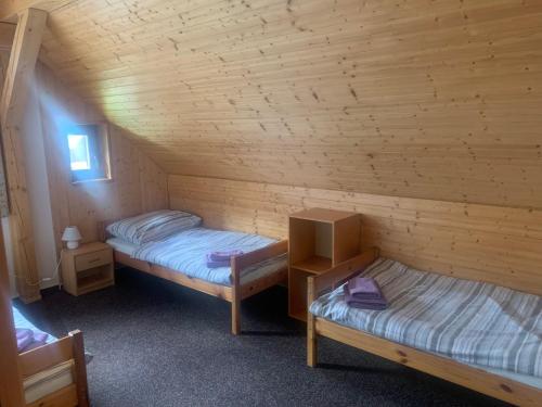 佩特里科夫Penzion U Orla的小木屋内带两张床的房间
