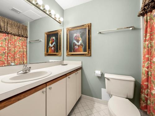 圣奥古斯丁Hibiscus 301-A, 2 Bedrooms, Ocean Front, 3 Pools, Sleeps 6, Pet Friendly的一间带水槽和卫生间的浴室