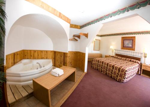 MandanNorth Country Inn & Suites的酒店客房带一张床和浴缸