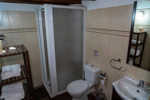 卡科佩特里亚赞果洛斯别墅乡村民宿的带淋浴、卫生间和盥洗盆的浴室