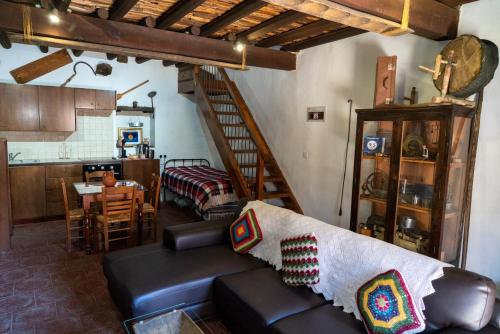 卡科佩特里亚赞果洛斯别墅乡村民宿的带沙发的客厅和厨房