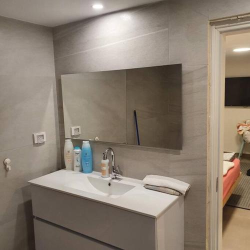 莫迪因יחידת דיור מושלמת בגבעה C במודיעין的一间带水槽和镜子的浴室