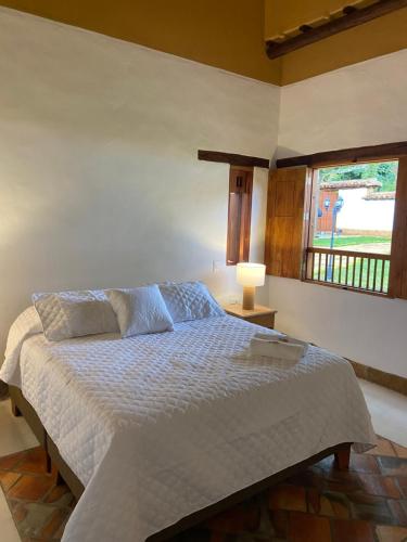 巴里查拉Casa Bari Altos de la Antigua的一间卧室设有一张大床和窗户