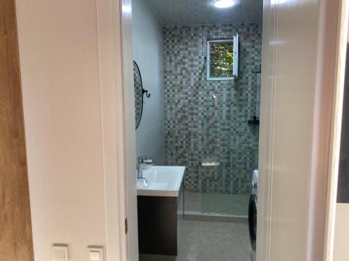 高尼奥OrAnge villa的一间带水槽和淋浴的浴室