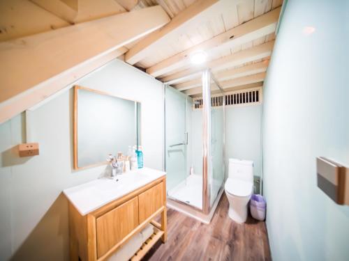 丽江丽江古城坨坨客栈的一间带水槽和卫生间的浴室