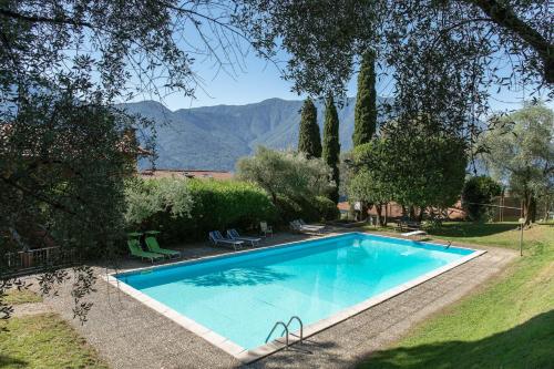 特雷梅佐CASA ELLSA的一座位于山丘庭院内的游泳池