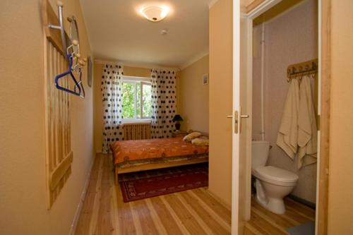 PastendeMotelis Aldari的一间卧室设有一张床、一个卫生间和一个窗口