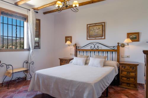 普里埃格·德·科尔多巴Cortijo La Presa的一间卧室设有一张床和一个窗口