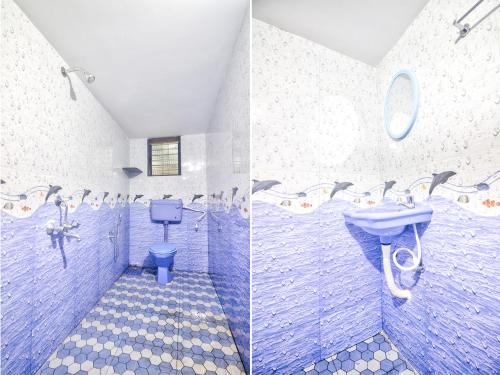 莫尔穆冈Homes Stay In Candolim GOA的浴室的两张照片,配有卫生间和水槽