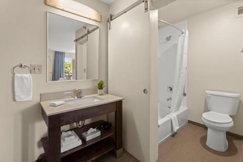 博伟公园晚安普安那公园酒店的一间带水槽、卫生间和淋浴的浴室