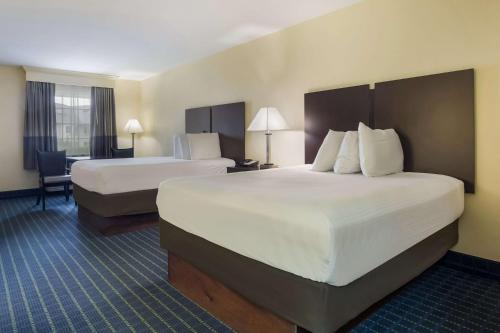 法兰克福迦柏丽贝斯特韦斯特汽车旅馆的酒店客房配有两张床和一张书桌