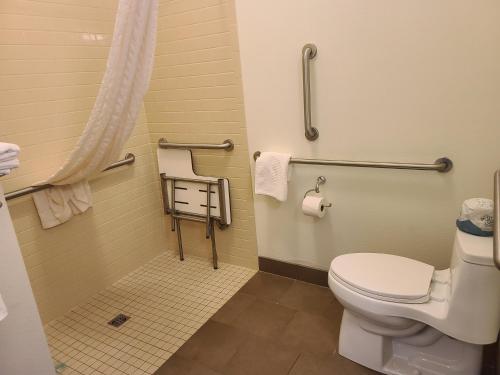 西德尼悉尼坎德尔伍德套房酒店的一间带卫生间和毛巾的小浴室