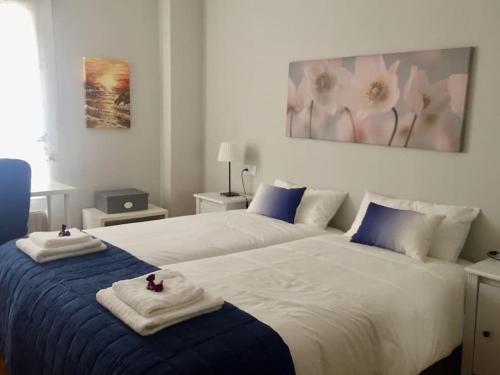 CastandielloEl Angliru 3 con Wifi Incluido的一间卧室配有两张带毛巾的床