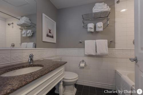 波士顿94 Charles Street by Thatch的浴室配有盥洗盆、卫生间和浴缸。