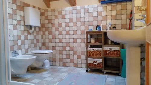 莫利纳迪莱德罗Chalet La Nos的一间带卫生间和水槽的浴室