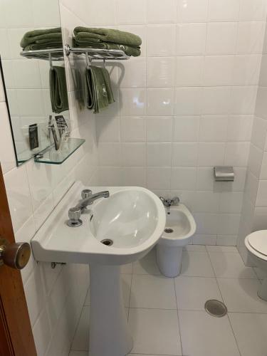阿古迪尼亚Hotel relojero的白色的浴室设有水槽和卫生间。