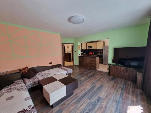索非亚Apartment Lozenets的配有床和厨房的大客房