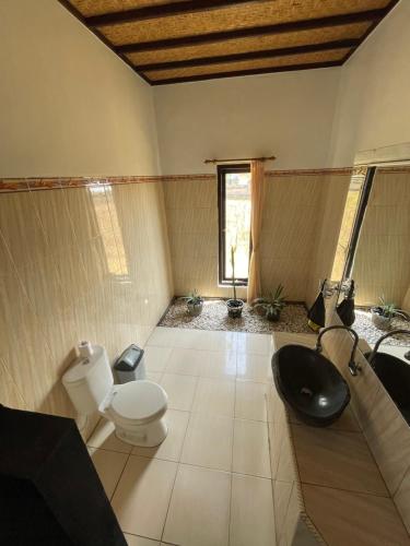 艾湄湾烧烤宾馆的一间带卫生间和水槽的浴室