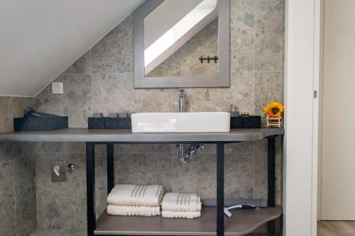 ŽirovnicaPrima Countryside Apartments的一间带水槽和镜子的浴室