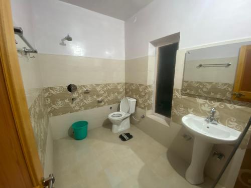 DeskitOtsal guest house nubra的一间带卫生间和水槽的浴室