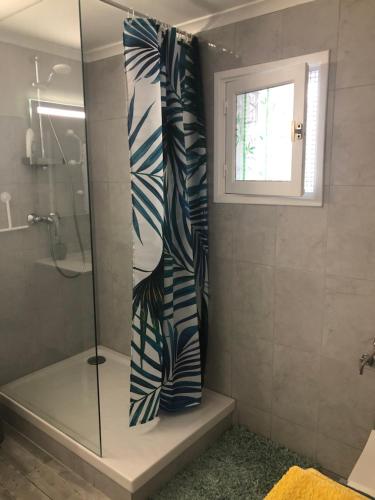 尼斯奈克塔林旅馆的带淋浴的浴室和玻璃门
