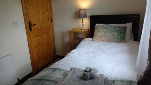斯莱戈Sligo Wild Atlantic Cottage的一间卧室,床上有泰迪熊