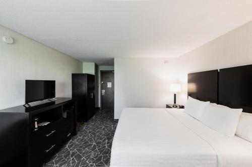 南普莱恩菲尔德花园行政酒店的酒店客房设有一张大床和一台电视。