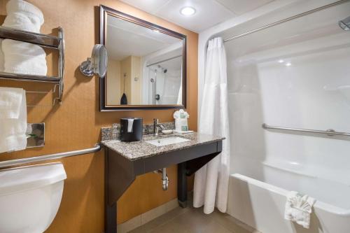 纳什维尔奥普里乐园附近贝斯特韦斯特套房酒店的一间带水槽、卫生间和镜子的浴室
