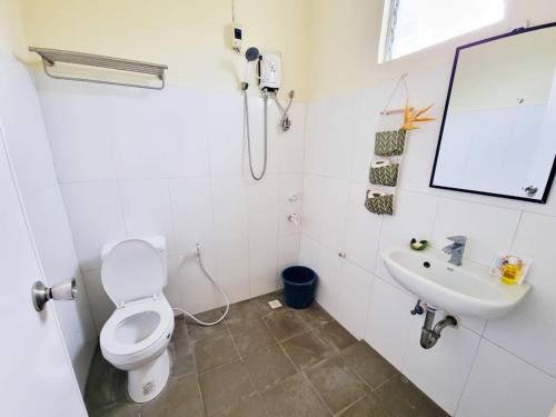 曼巴豪Bahandi Beach Lodge的一间带卫生间和水槽的浴室